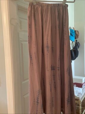 Chan Luu Brown Tie-Dye Maxi Skirt one size